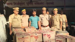 मिर्ज़ामुराद में ड्राई डे पर शराब बेच रहा युवक गिरफ्तार, 81 पेटी बरामद, दुकान निरस्त के लिए होगी कार्रवाई?