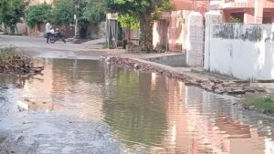 रश्मि नगर में जलभराव से सड़क बनी मुसीबत, पानी भरे गड्ढों में गिरकर चोटिल हो रहे राहगीर-2026